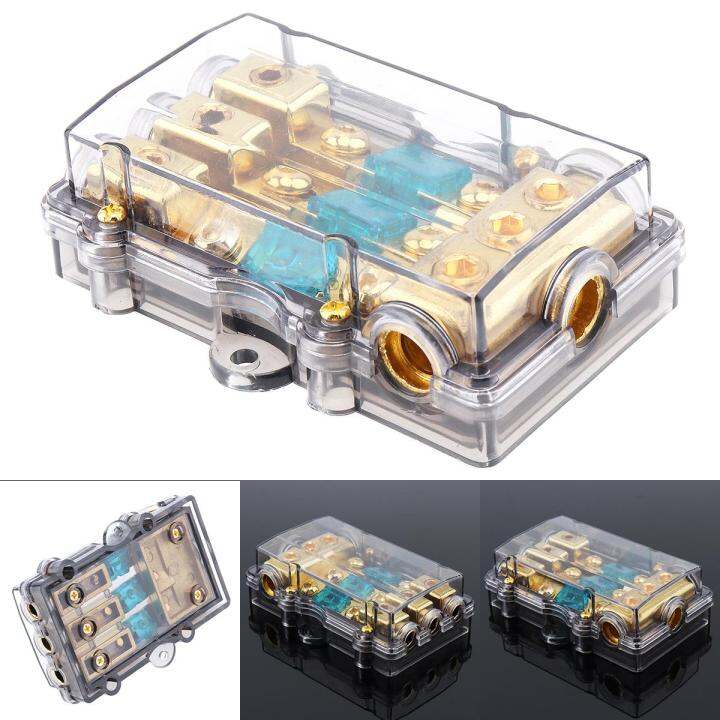 Universal 60A 1 In 3 Ways Car Fuse Box Holder Copper Plated Car Stereo