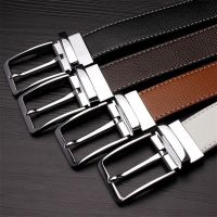 Double-sided Cow Reversible Genuine Leather Men Belts DressHigh Quality Buckle Cowskin Casual Belts Business Pin Man Belt Belts