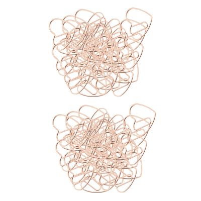 200 Pieces Love Heart Shaped Small Paper Clips Bookmark Clips for Office School Home Metal Paper Clips Rose Gold