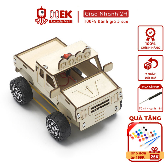 Bộ lắp ráp tự làm bằng gỗ cho trẻ em mô hình xe địa hình dẫn động 4 bánh c - ảnh sản phẩm 1
