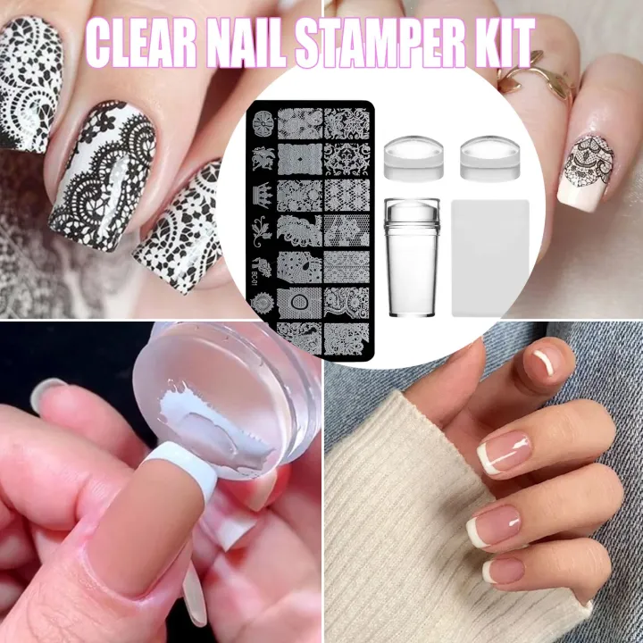 Ready Stock/COD】5 PCS/SET DIY Nails With a Scraper 1 PC Templates Easy to Use  Nail Stamp Kit French Tip Nail Stamper | Lazada PH