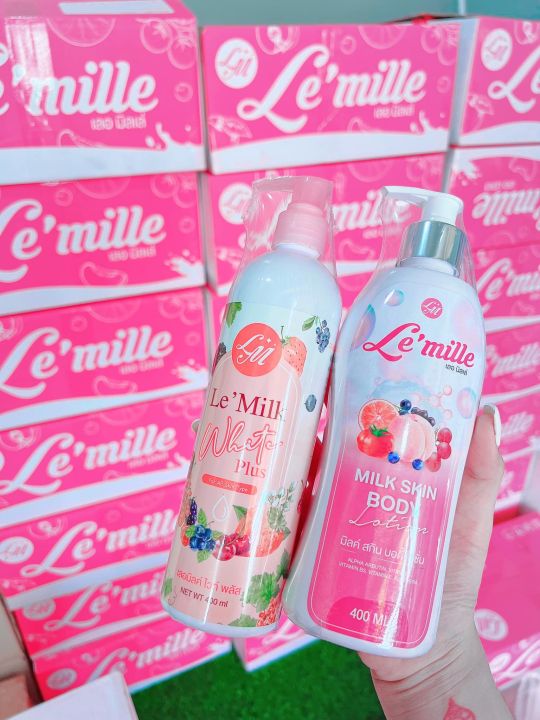 แพ็คเก็จใหม่-โลชั่นเลอมิลค์-ไวท์พลัส-le-milk-white-plus-lotion-สูตรวิตามินรวม-เลอมิลบูสเตอร์นมสด-1-ขวด-ปริมาณ-400ml-ส่งฟรี