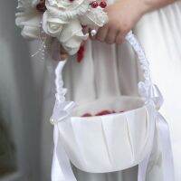 20cm Basket Silk Wedding for Bride Kids Hand Held Ceremony Decorations