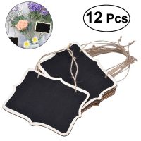 12 Pcs Chalkboard Tags Mini Blackboard Chalkboards Earth Tones Hanging Wooden Signs