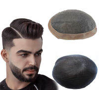 N.L.W Toupee สำหรับผู้ชาย Fine Mono Men Toupee มนุษย์ผมเปลี่ยนระบบวิกผมสีดำธรรมชาติ Unitshot