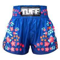 กางเกงมวย กางเกงมวยไทย  กางเกงกีฬา ทัฟฟ์ มวยไทย กางเกงมวยไทยTUFF Muay Thai Boxing Shorts Blue Sakura with Nightingale Bird