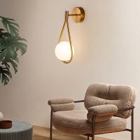 Fashion Modern Lighting Bathroom Indoor Round Light Fixture Living Room Metal Wall Lamp Bedside Glass Wall Lamp