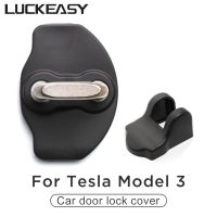 LUCKEASY For Tesla Model 3 2017- Car Door Lock Cover Modely 2017-2023 Car Door Lock Cover ABS Protection Cap 6Pcs / Set