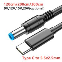 USB C ชนิด C PD ถึง9V 12V 15V 20V สายเคเบิลพลังงาน5.5X2.5Mm สำหรับแล็ปท็อปไร้สายแถบไฟ LED ลำโพงกล้องวงจรปิด