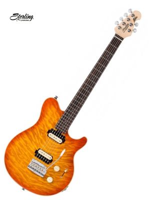 Sterling By Music Man  AX30D กีตาร์ไฟฟ้า 22 เฟรต ทรง Axisบอดี้ไม้เบสวู้ด แปะไม้หน้า Quilt Maple พร้อมด้วยปิ๊กอัพ DiMarzio + ฟรีกระเป๋ากีตาร์อย่างดี