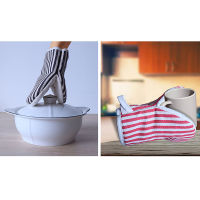 1 Pair Cute Non-slip Yellow Gray Cotton Fashion Kitchen Cooking Microwave Gloves Baking BBQ Potholders Oven Mitts