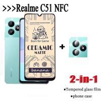 2ใน1 Realme C51กระจกนิรภัยสำหรับเซรามิก Realme C51 C53 C55 C30 C33 C35เคลือบปกป้องหน้าจอฟิล์มป้องกันกล้อง