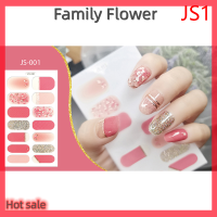 Family Flower Flash Sale 3D bronzing Nail Art Sticker Self-กาวเล็บ wraps decal ฝาครอบเต็มรูปแบบ