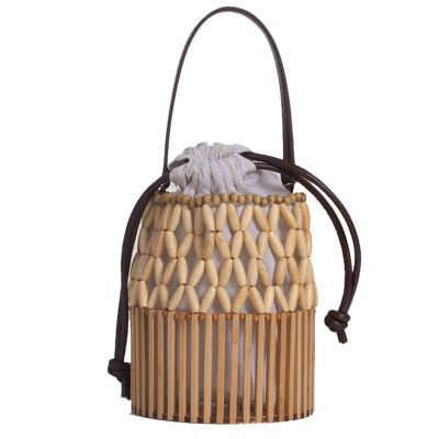 Bamboo Bags Womens Bags Niche Handbags Seaside Vacation Straw Bags Chinese Style Bamboo Basket Bucket Bags Beach Bag