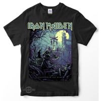 เสื้อยืดพรีเมี่ยมเสื้อยืดคอกลมแขนสั้นพิมพ์ลาย HALLOWED BY THY NAME / iron maiden เสื้อยืดโลหะ