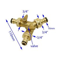 วาล์วชลประทานข้อต่อ2ทางสำหรับงานสวนทำจากทองเหลืองท่อประปาต่อหัวฉีดน้ำ3/4แหวนกันรั่วตัวแยก5/8 1ชิ้น