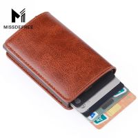 RFID Slim Card Wallet for Men Women |PU Leather Slim ID Card Holder|Mini Thin Automatic Pop up Credit Card Business Purse