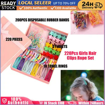 220Pcs Candy Color Hair Clips Rope Ponytail Holder Girls Kids Hair  Accessories