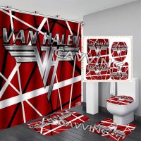 【CW】☄  Van Halen Band  Shower Curtains Curtain Anti-slip Set Toilet Rugs V02