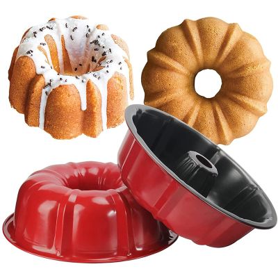 Bundt Cake Pan Nonstick, Fluted Tube Cake Pans for Baking, Heavy Duty Carbon Steel Tube Pan Baking Mold for Jello