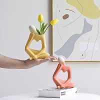 【LZ】¤◄♝  Pensador-Criativo vaso cerâmico em forma de coração Nordic fosco abstrato Artesanato para decoração de mesa vaso hidropônico estátua