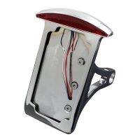 Chrome Flat Side Mount License Plate Bracket with LED Tail Brake Light for V-Star Vstar 950