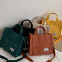QianXing Shop Womens Bag Corduroy Ladies Handbags New Trend Single Shoulder Bag Solid Color Buckle Messenger Bag Small Square Bag