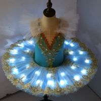 Sunfriday Tutu Ballet Led Light Swan Lake Ballerina Pancake Tutu Girl Women Adult Child Ballet Dress Kids Dance Costumes Tutu