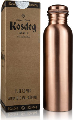 Kosdeg Copper Water Bottle 34 Oz Extra Large - An Ayurvedic Copper Vessel - Drink More Water, Lower Your Sugar Intake And Enjoy The Health Benefits Immediately 1 pack