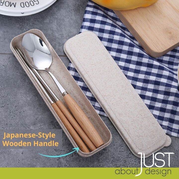Korean Portable Set Cutlery Stainless Steel Set Sudu Wood Spoon