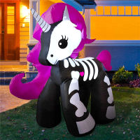 Inflatable Skeleton Unicorn Halloween Blow Up Yard ตกแต่งด้วยไฟ LED ตกแต่งกลางแจ้งในร่มสำหรับปาร์ตี้วันหยุดฮาโลวีน