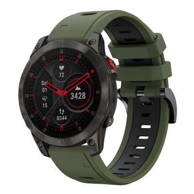 สำหรับ Garmin EPIX Gen 2 22Mm สายนาฬิกาข้อมือซิลิโคนกีฬา2สี (สีเขียวทหาร + ดำ) (ลดเอง)