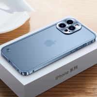 Luxury Metal Frame Lens Protection Matte Shockproof Phone Case For Iphone 12 11 13 Pro Max Mini 14 Plus Bumper Cover Accessories