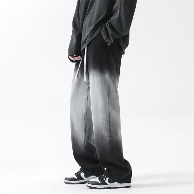กางเกงยีนส์แนวสตรีทสำหรับผู้ชายเสื้อผ้าวินเทจ Y2k ยีนส์ MODE Korea กางเกงยีนส์ขาตรงกางเกงขายาวทรงหลวมผู้ชาย/ผู้หญิง