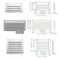 White Black Rectangle Plastic Air Vent Ventilator Grille Cover Ventilation RV Yatch Wall Mounted