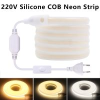 AC 220V Silicone Neon Strip 288Leds/m Soft COB Light Bar Waterproof Flexible LED Neon Lights For Home Decoration UK/EU Plug