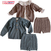 Infant Baby Girls Boys Knit Suit Korean Style Toddler Baby Boys Girls Clothing Knitted Suit Fall Winter Cardigan Sweater+Shorts