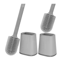 2 Pack Silicone Toilet Brush,Toilet Bowl Brushes and Holder for Bathroom, with Ventilated Drying Holder