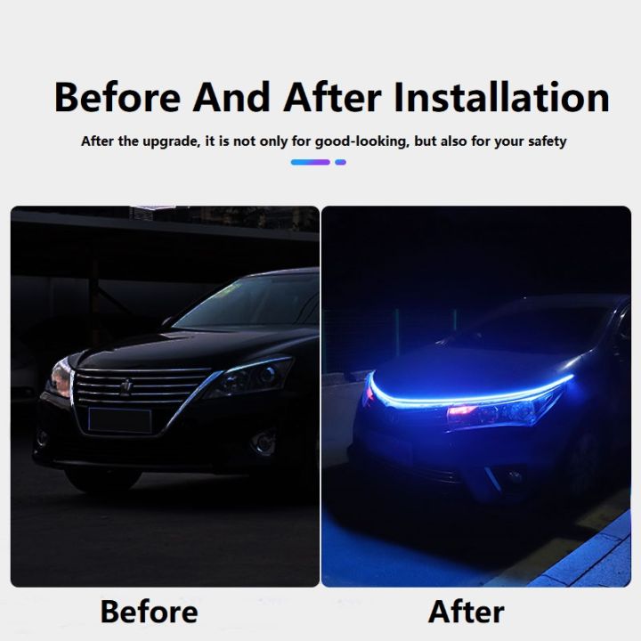 2pcs-waterproof-car-led-light-strip-for-hood-flexible-decoration-strip-light-80120cm-decor-lamp-universal-fit-for-most-vehicles