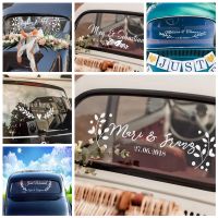 【LZ】№✷  Just Married Custom Name Wedding Car Decoration Just Married Stickers Wedding Car Window Glass Vinyl Wall Sticker（Color White）