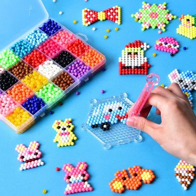 9600ชิ้นลูกปัดน้ำเหนียวมหัศจรรย์ของเล่น DIY Aquabeads ลูกปัดแฮนด์เมดของเล่นปริศนาการศึกษาเด็ก Hama ลูกปัดน้ำสำหรับเด็กผู้หญิงเด็กผู้ชาย