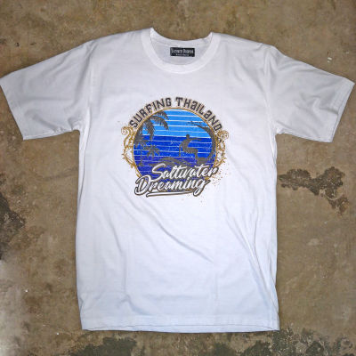 Saltwater Dreaming 100% Cotton T-Shirt-Surfing Thailand Fashion Tee Shirt-White