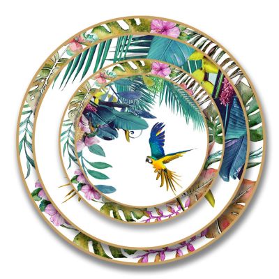 New Pastoral Parrot Bone China Tableware Set Animal Pattern Western Food Plate Household Dinnerware Coffee Cup