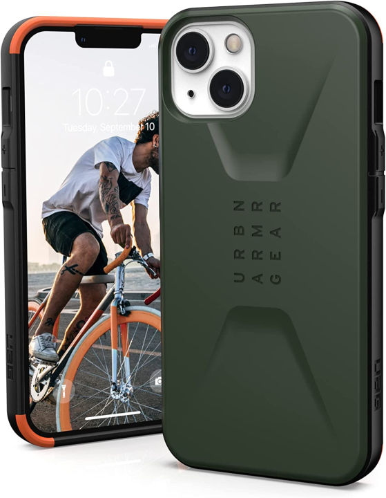 urban-armor-gear-uag-designed-for-iphone-13-case-green-olive-sleek-ultra-thin-shock-absorbent-civilian-protective-cover-6-1-inch-screen-civilian-olive