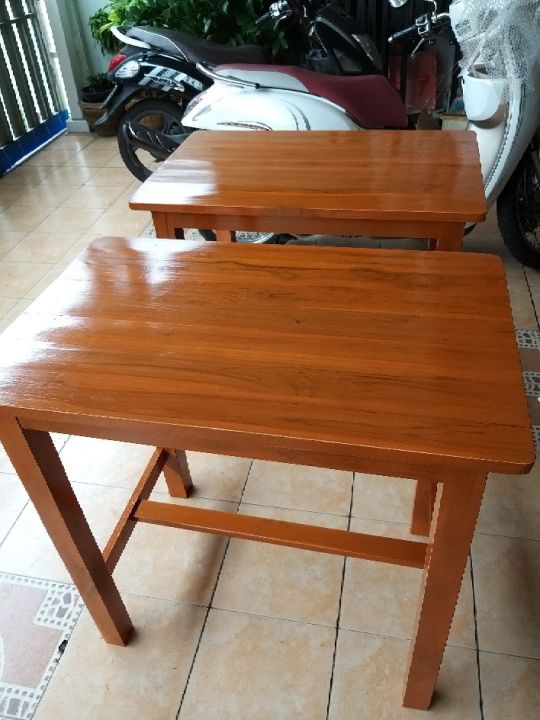 โต๊ะนักเรียนโต๊ะวางของไม้สักแท้100-ส่งฟรี