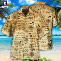 2023 NEW2022ฤดูร้อนเสื้อฮาวาย3D พิมพ์ Alchemy Egypt Amazing เสื้อยืด Oversize ปุ่ม Beach Party แขนสั้น Man Camisa วันหยุด