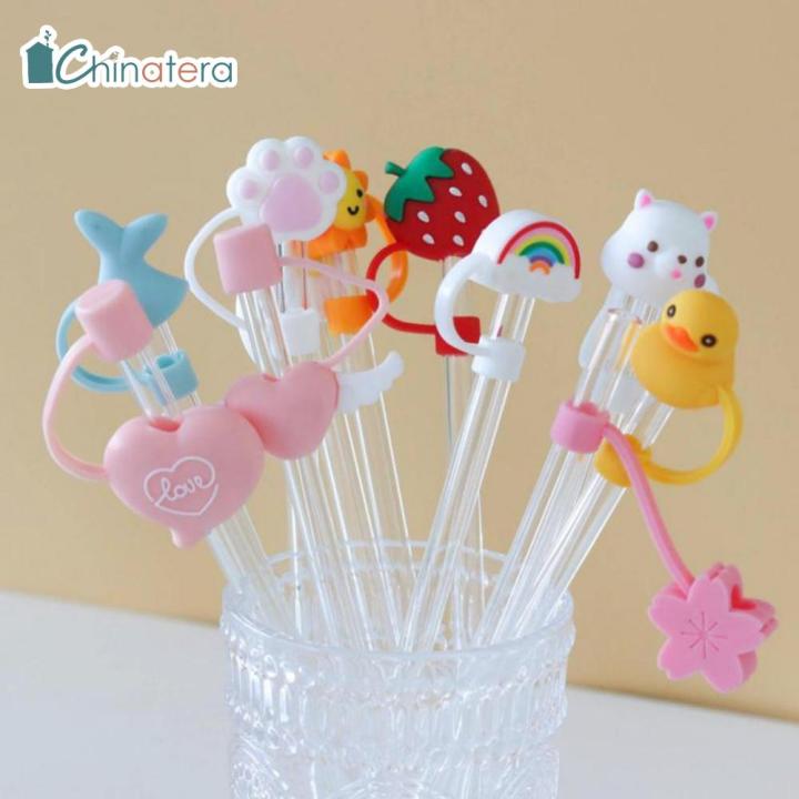 Silicone Straw Tips Covers, Reusable Drinking Straw Tips, Straw Tips Cover  Drinking Dust Cap, Cartoon Silicone Plugs Dust Cap(avocado)