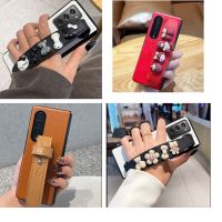 【ขายร้อน】NIQUXI สายรัดข้อมือน่ารักเคสโทรศัพท์หนัง PU สำหรับ Samsung Galaxy Z พับ3 2สายรัดข้อมือสำหรับ Galaxy Z พับ4 Funda Coque