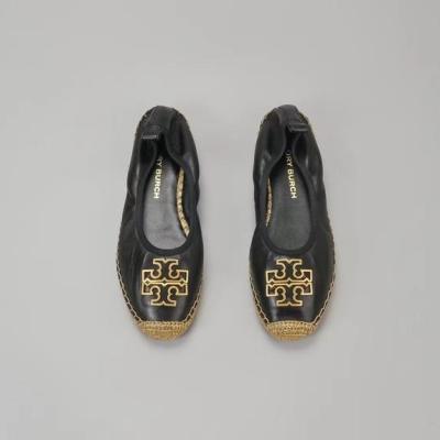 2023 new Tory Burch Britten Series Soft sheepskin and rope braided fishermans ballet flats