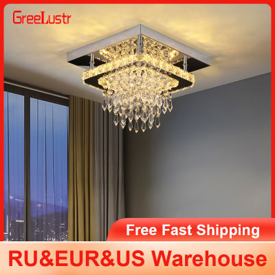 Modern Square K9 Crystal Ceiling Lamp Bedroom Corridor Pendant Lamp Cloakroom Decorative Indoor Lighting Fixtures Chandelier